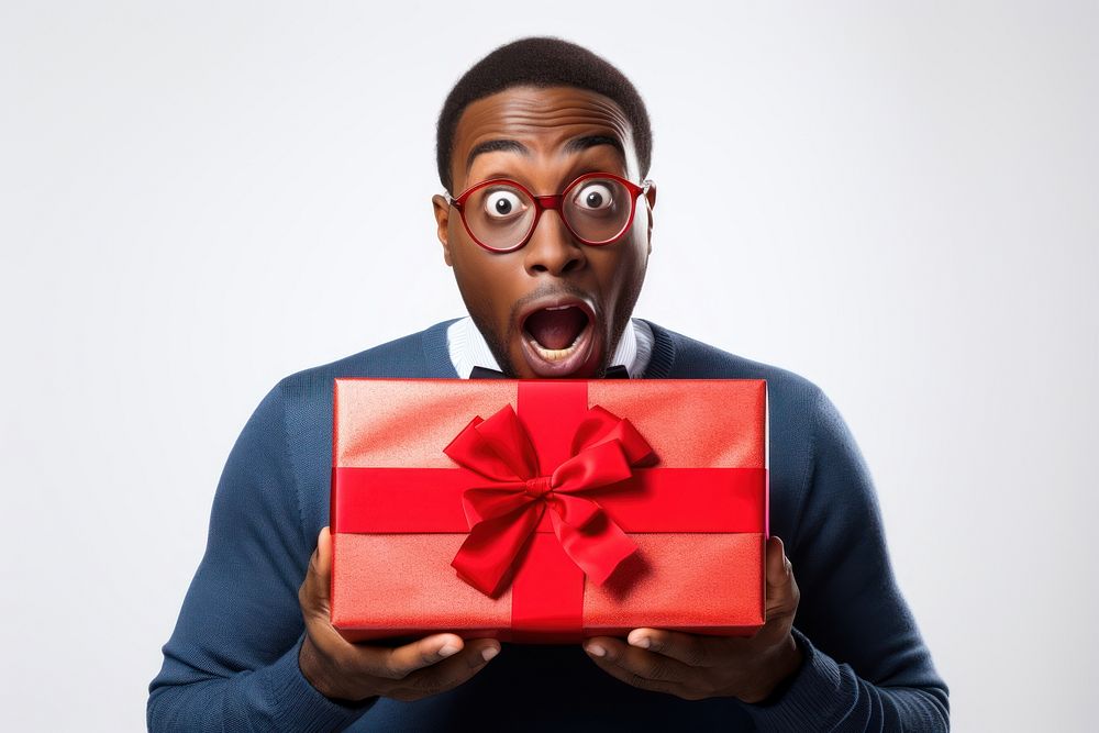 Surprised adult gift face. AI generated Image by rawpixel.