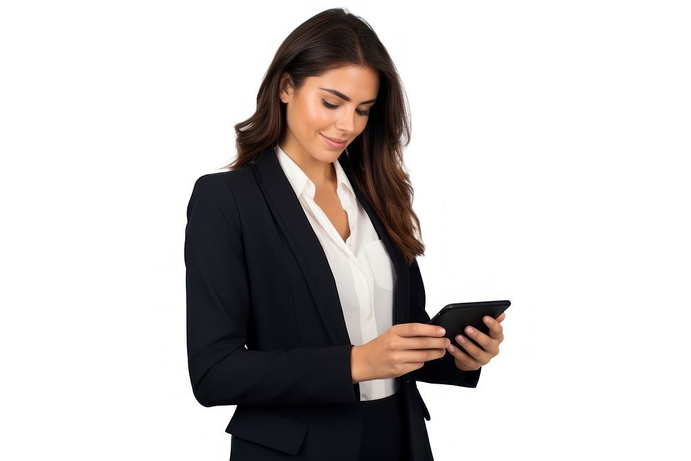 A businesswoman using smartphone computer portrait photo. AI generated Image by rawpixel.