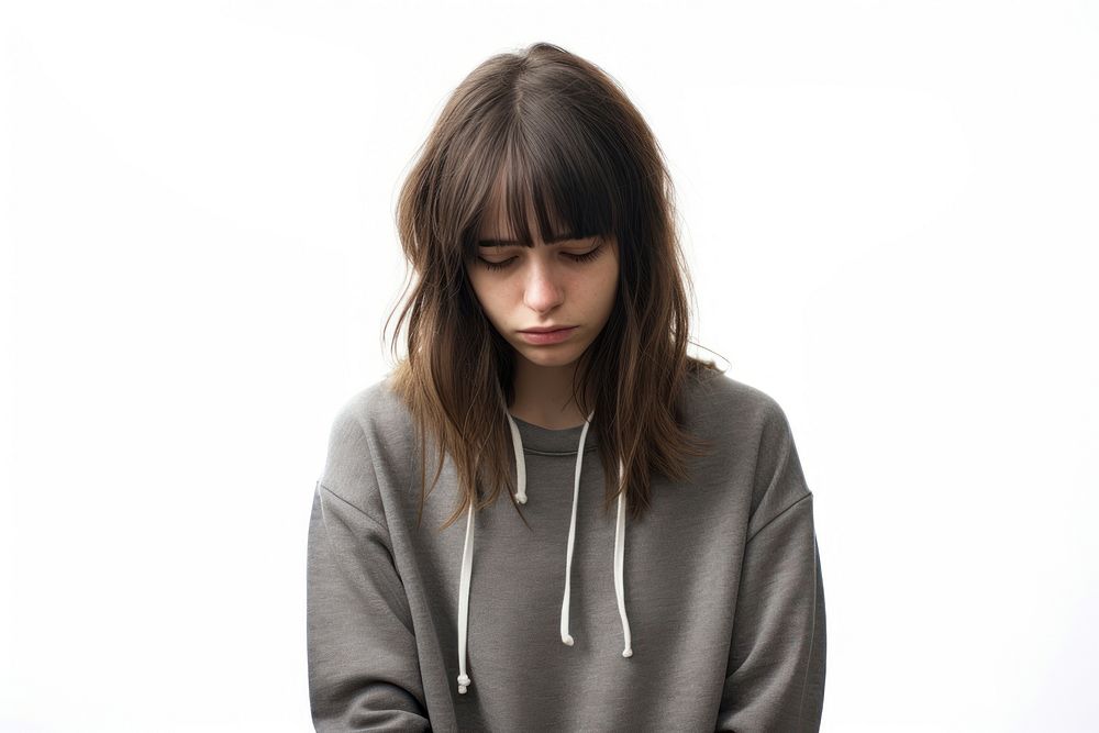 A depressed teenage girl sweatshirt portrait sweater. AI generated Image by rawpixel.