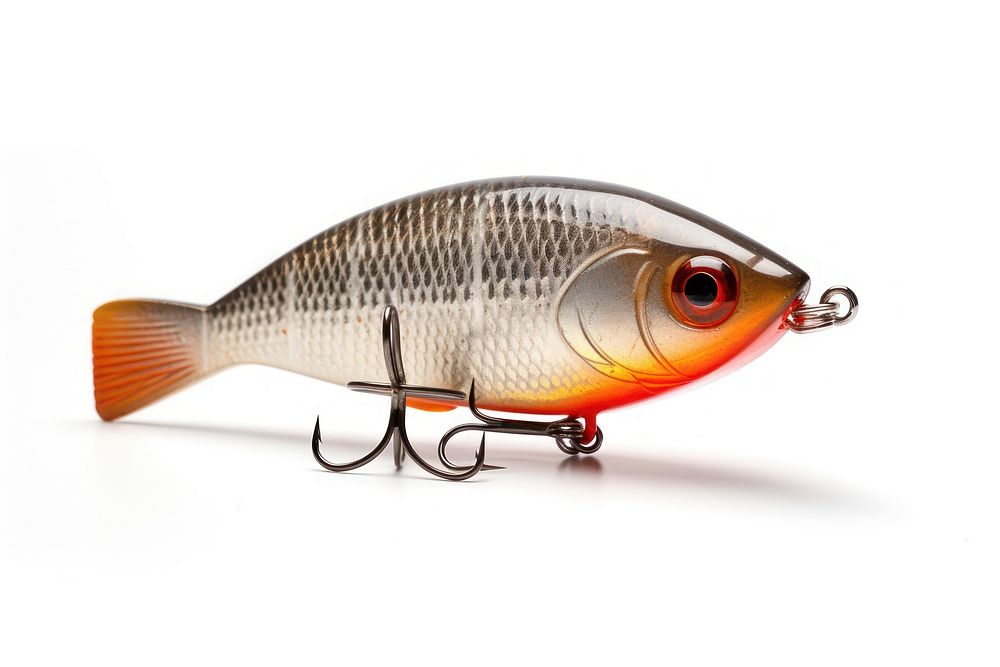 Fishing bait animal white background goldfish. AI generated Image by rawpixel.