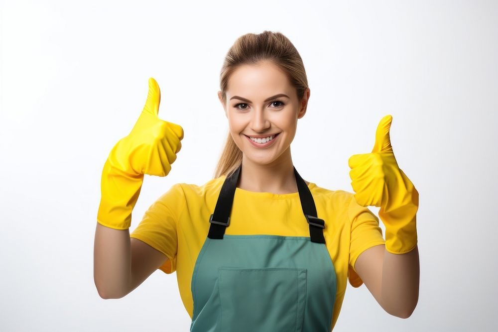 Housekeeper woman cleaning glove white background. AI generated Image by rawpixel.