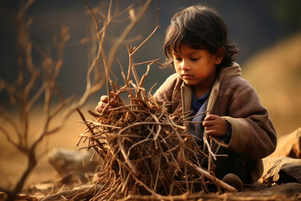 Nepalese child photo homelessness agriculture. AI generated Image by rawpixel.