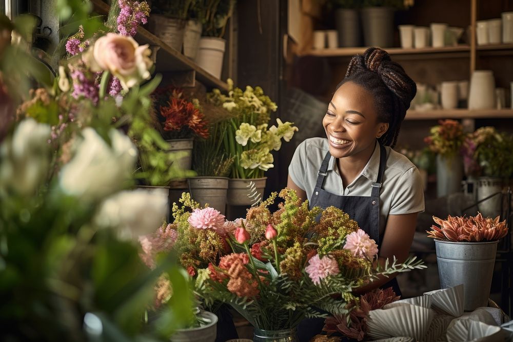 South African woman florist flower gardening working. AI generated Image by rawpixel.