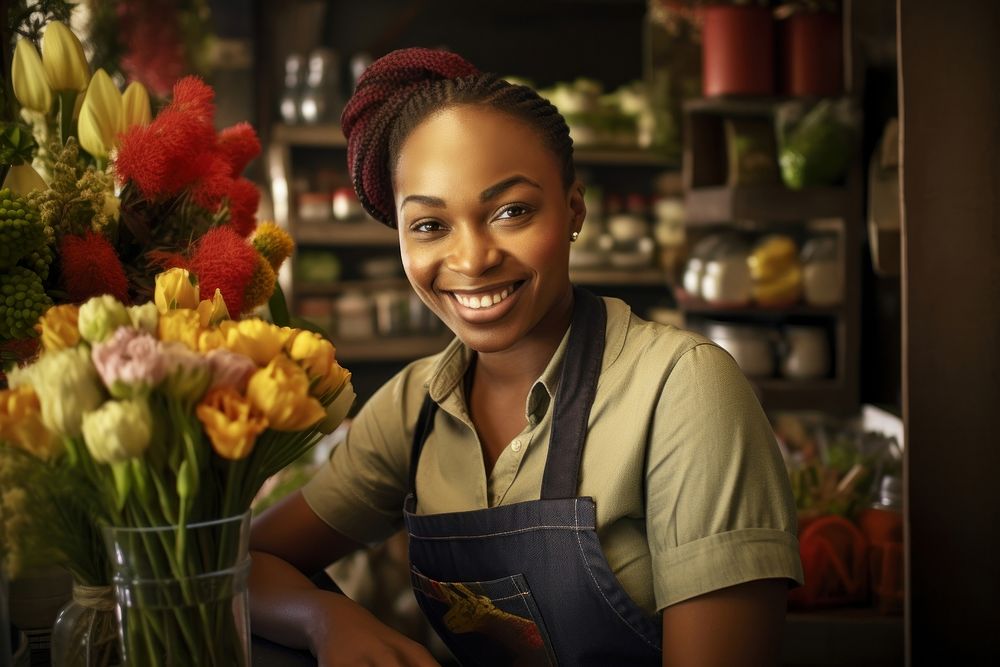South African woman florist flower smiling working. AI generated Image by rawpixel.