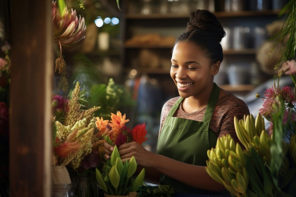 South African woman florist flower smiling working. AI generated Image by rawpixel.