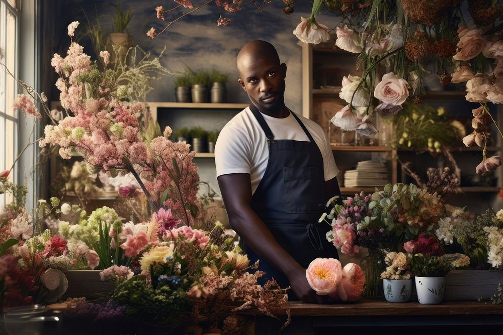 South African man florist flower working adult. AI generated Image by rawpixel.
