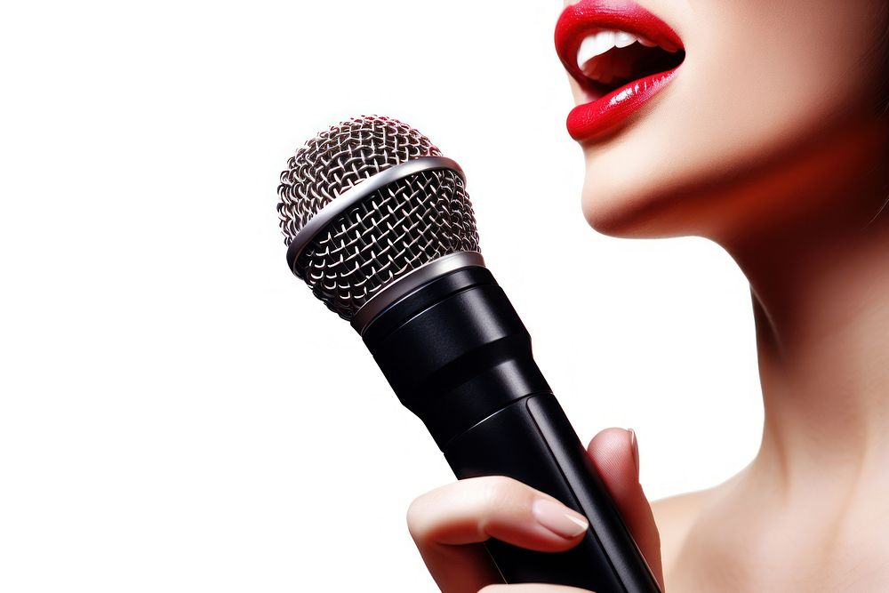 Microphone holding adult woman. AI generated Image by rawpixel.