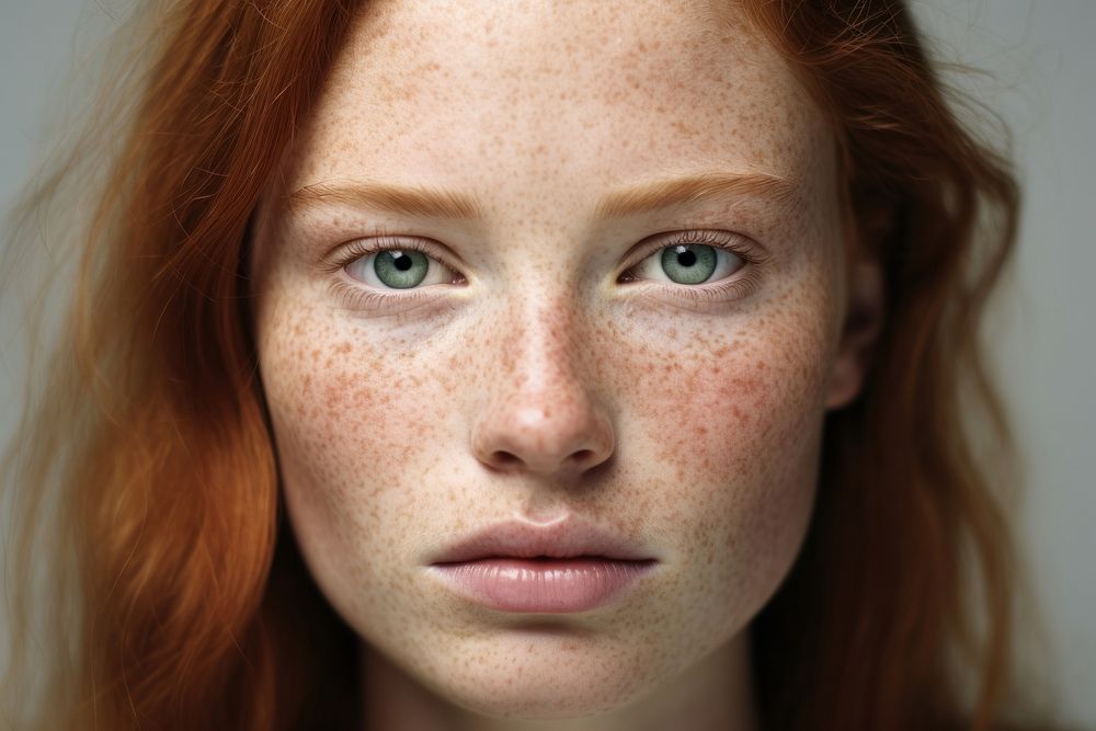 A woman with freckles on her face adult skin hairstyle. AI generated Image by rawpixel.