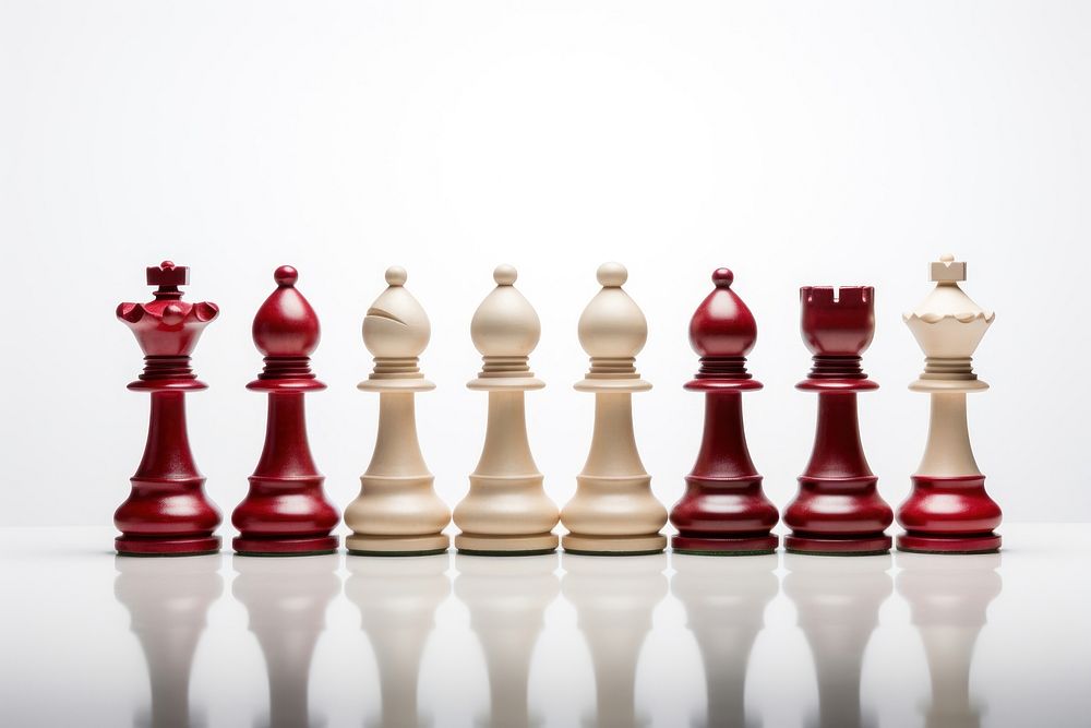White and red chess set game white background intelligence. AI generated Image by rawpixel.