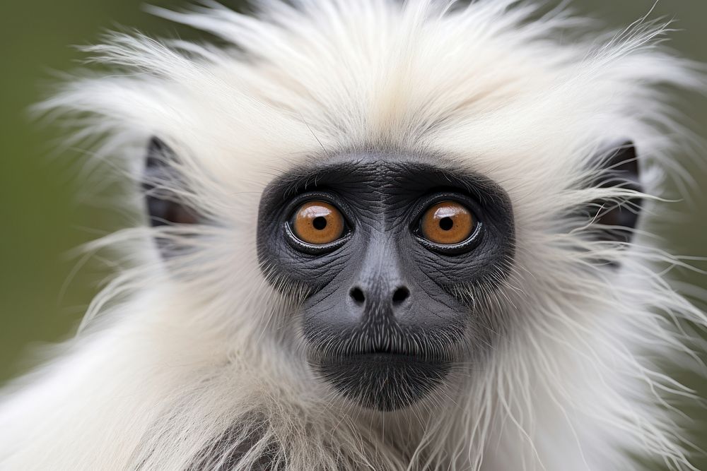 A white headed langur monkey animal wildlife mammal. AI generated Image by rawpixel.