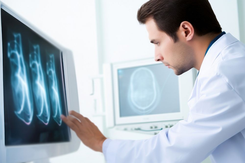 Doctor looking at coronary x-ray adult stethoscope radiography. AI generated Image by rawpixel.