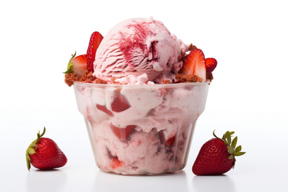 Ice cream strawberry sunday dessert sundae food. AI generated Image by rawpixel.