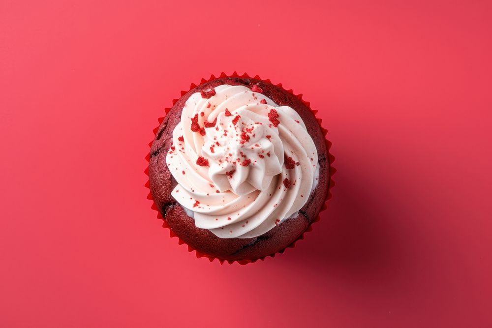 Red velvet cupcake dessert cream. AI generated Image by rawpixel.