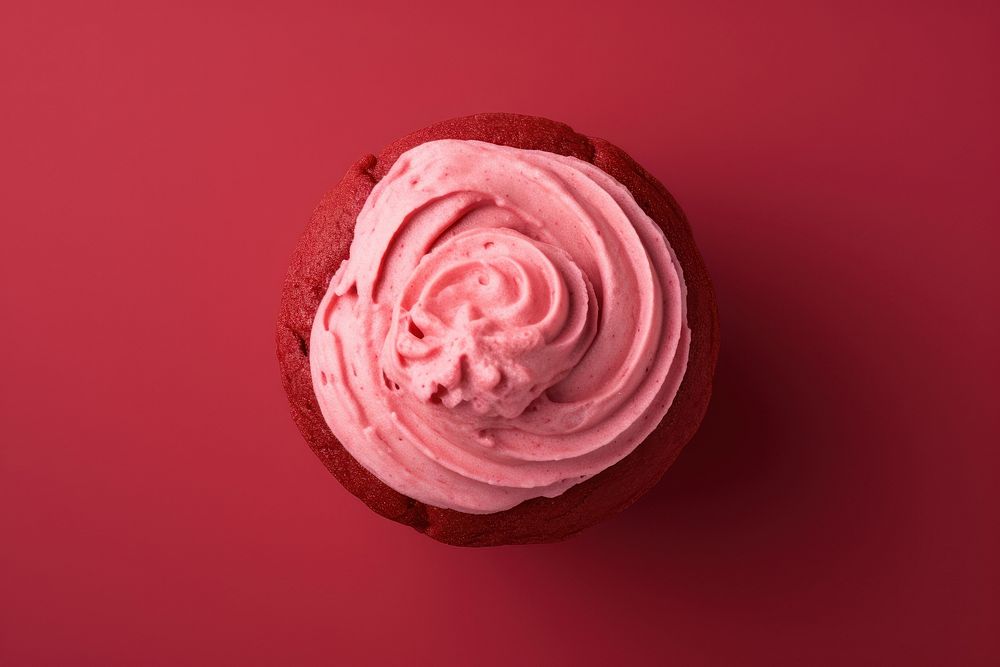 Red velvet dessert cupcake icing. AI generated Image by rawpixel.