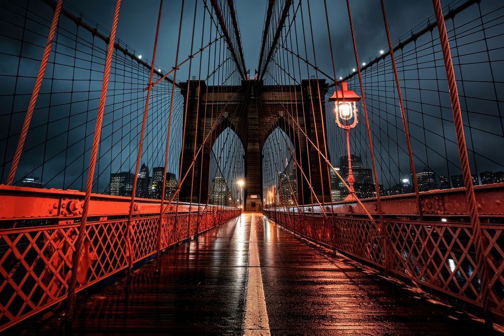 Bridge landmark city brooklyn bridge. AI generated Image by rawpixel.