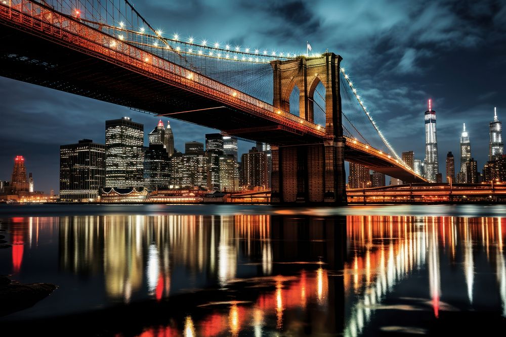 Bridge city metropolis landmark. AI generated Image by rawpixel.