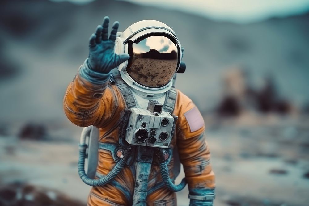 Astronaut thumbsup astronaut helmet adult. AI generated Image by rawpixel.