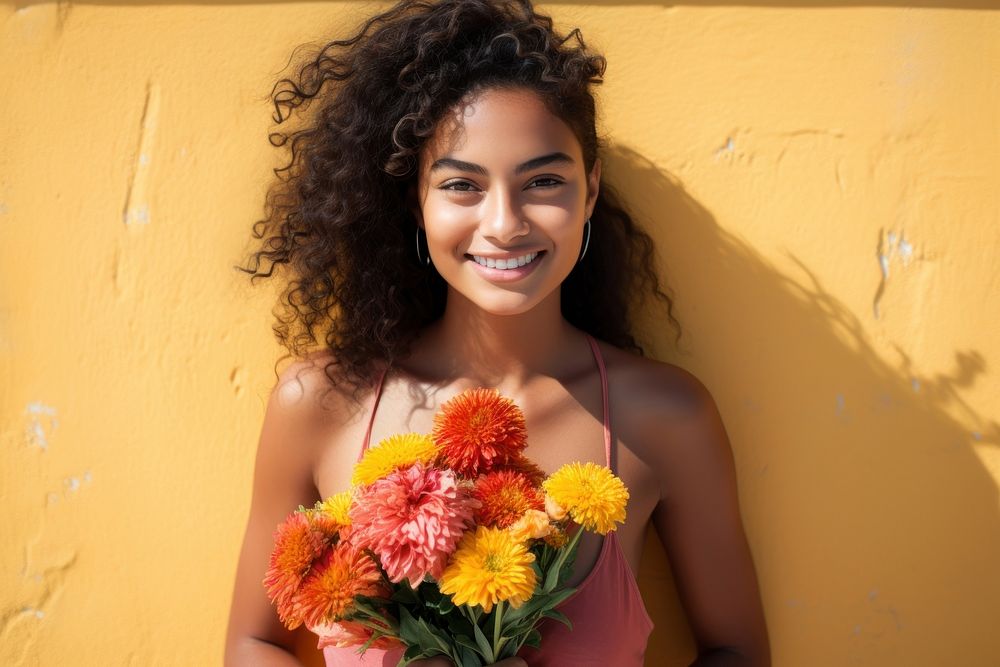 Flower smile portrait summer. AI generated Image by rawpixel.
