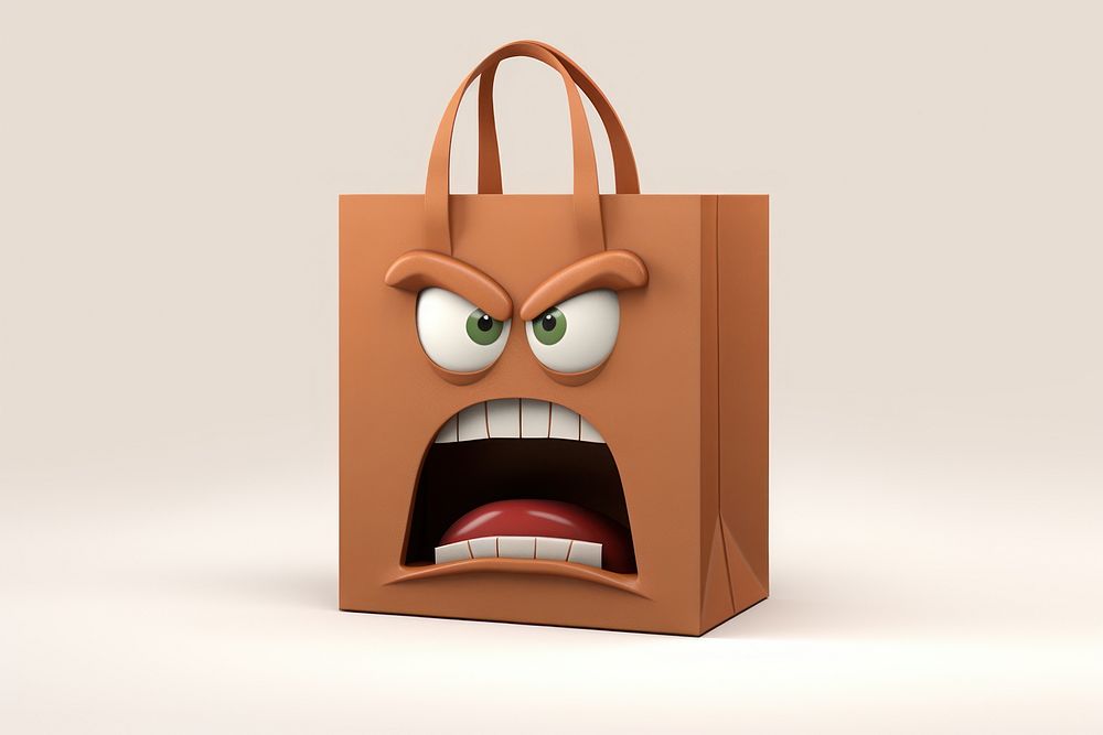 Shopping bag handbag cartoon face. AI generated Image by rawpixel.