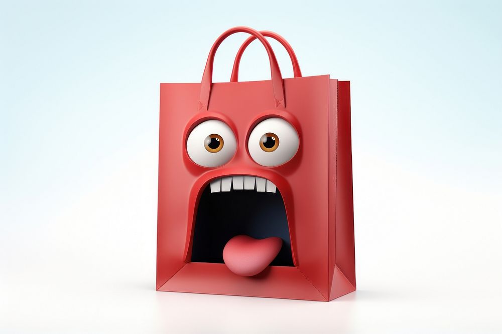 Shopping bag handbag cartoon anthropomorphic. AI generated Image by rawpixel.
