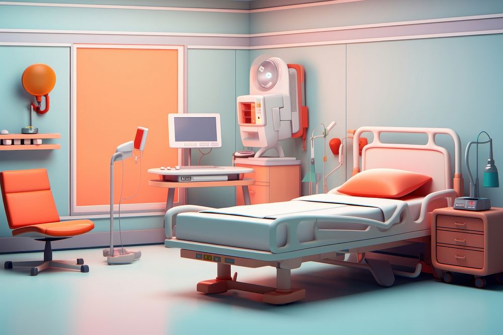 Recovery Room hospital bed furniture. AI generated Image by rawpixel.