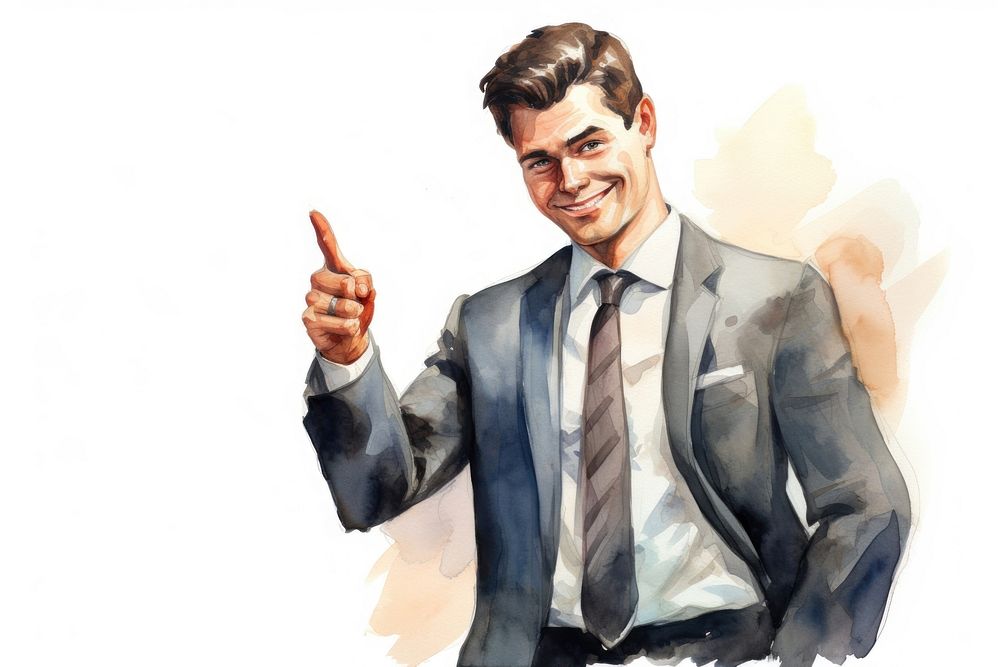Businessman portrait smiling cartoon. AI generated Image by rawpixel.