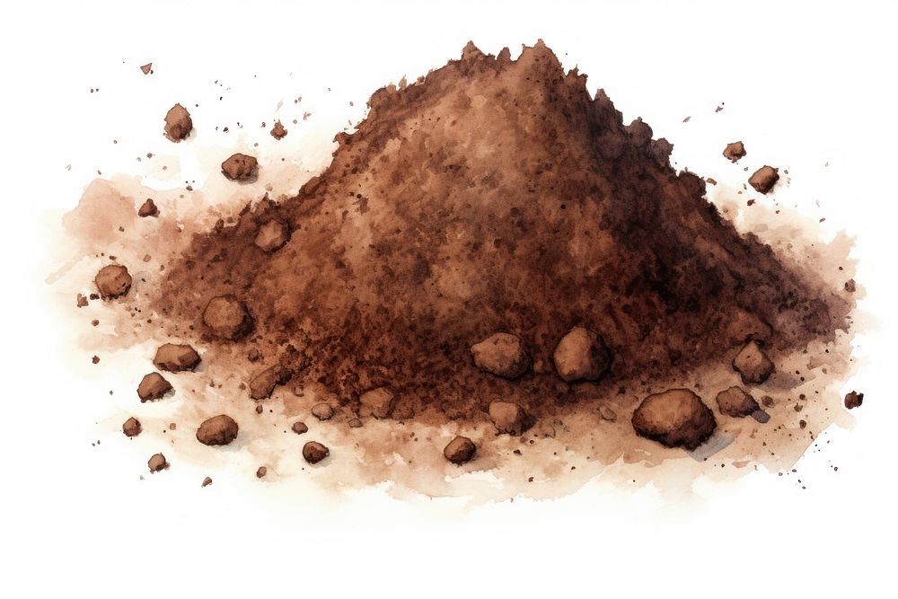 Dirt soil white background chocolate. AI generated Image by rawpixel.