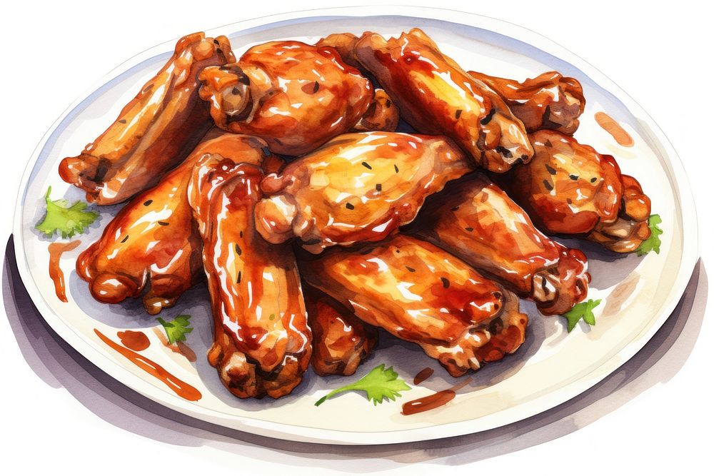 Plate BBQ chicken wings food | Free Photo Illustration - rawpixel