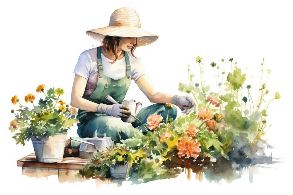 A woman gardening outdoors nature adult. AI generated Image by rawpixel.