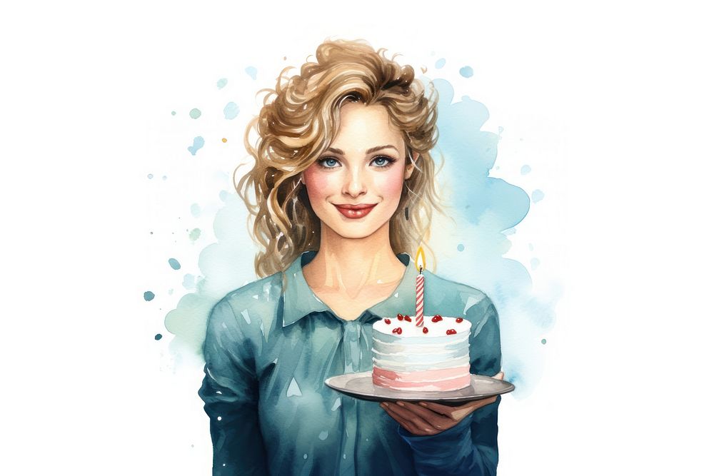 Woman holding a birthday cake portrait dessert party. AI generated Image by rawpixel.
