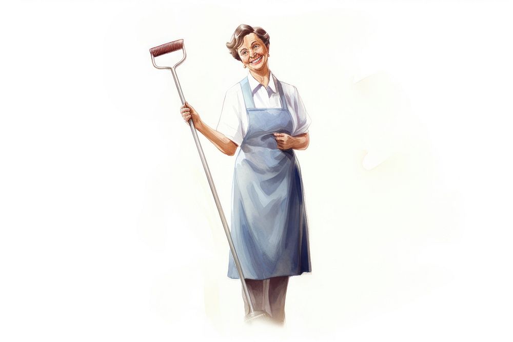 Cleaning smiling cartoon white background. AI generated Image by rawpixel.