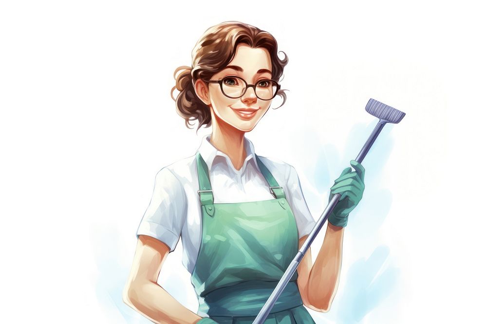 Cleaning smiling cartoon adult. AI generated Image by rawpixel.