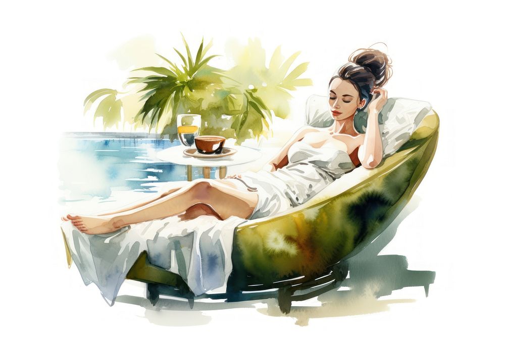 Woman relaxing at a spa furniture comfortable refreshment. AI generated Image by rawpixel.