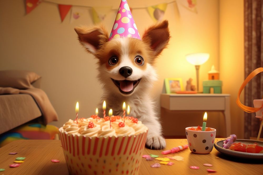 Having birthday party dog dessert mammal. AI generated Image by rawpixel.