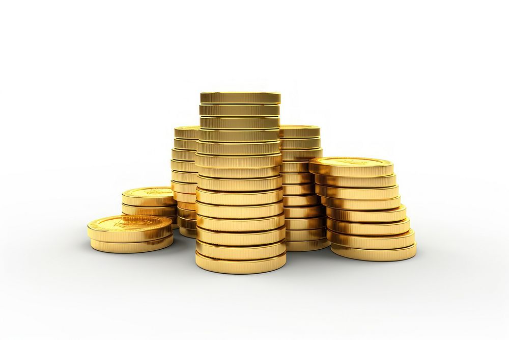 Gold coin money white background investment. AI generated Image by rawpixel.