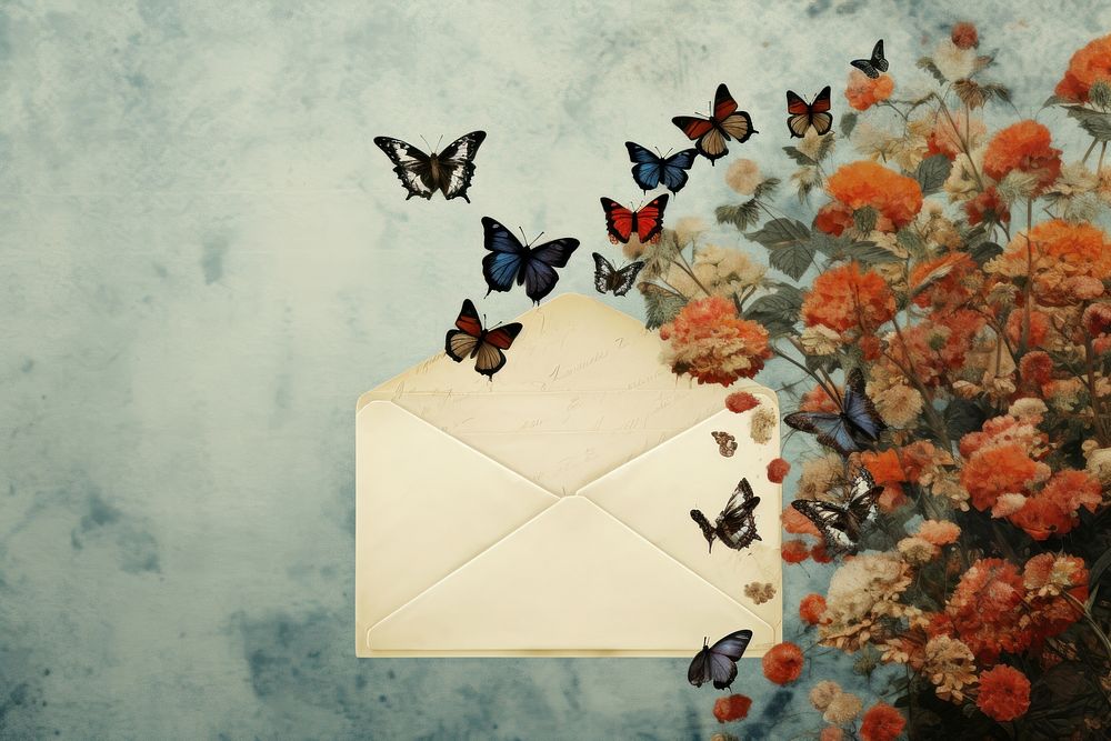 Butterfly flying flower envelope animal. AI generated Image by rawpixel.