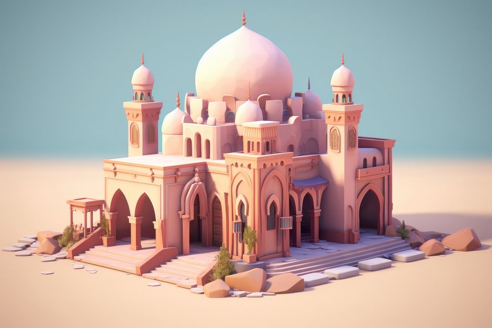 Arabic mosque building architecture dome. AI generated Image by rawpixel.
