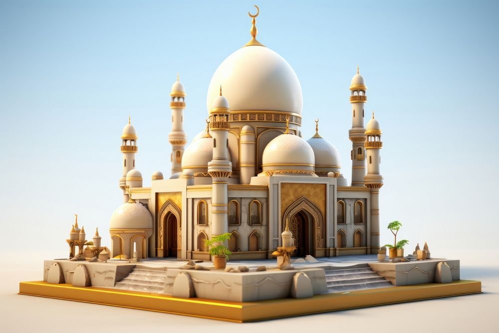 An Arabic mosque architecture building plant. AI generated Image by rawpixel.