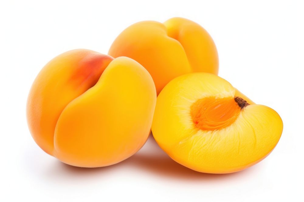 Cut apricot plant food white background. AI generated Image by rawpixel.