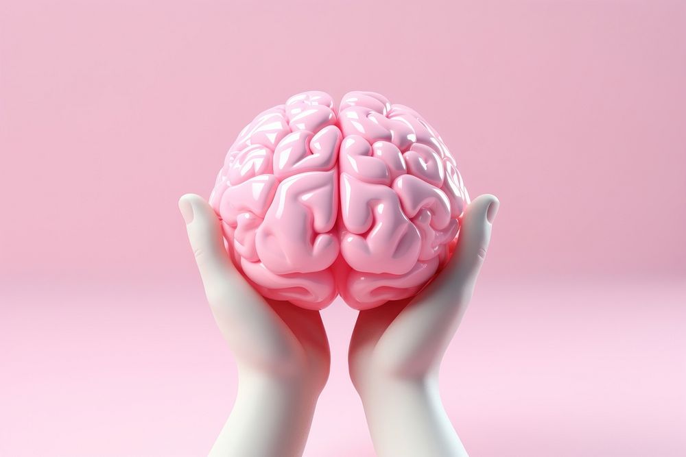 Brain hand pink confectionery. AI generated Image by rawpixel.