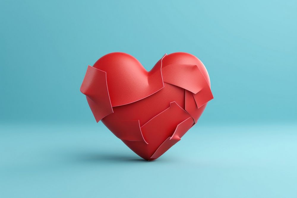 Heart with a crack cartoon red origami. AI generated Image by rawpixel.