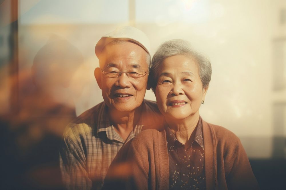 Asian senior couple photography enjoyment portrait. AI generated Image by rawpixel.