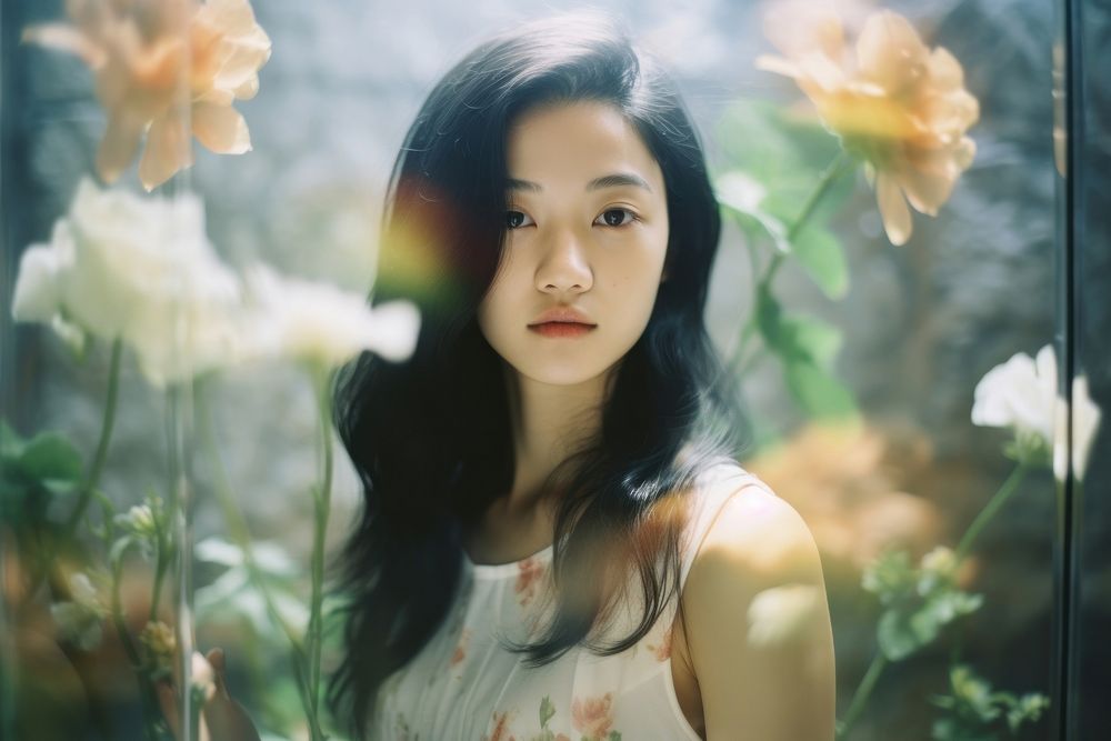 A young chinese woman photography portrait contemplation. AI generated Image by rawpixel.