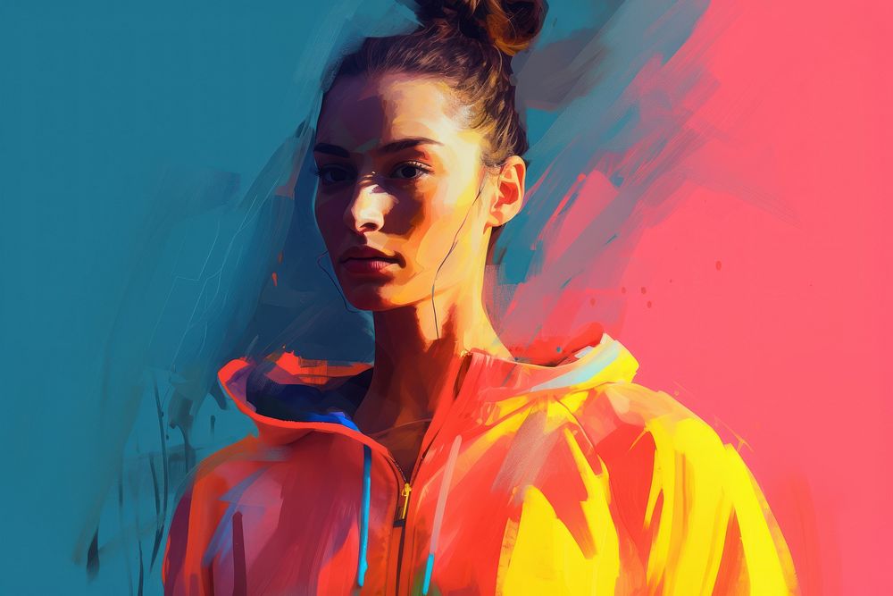A woman wearing sport outfit painting portrait sports. AI generated Image by rawpixel.