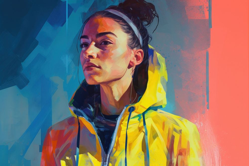 A woman wearing sport outfit portrait painting art. AI generated Image by rawpixel.