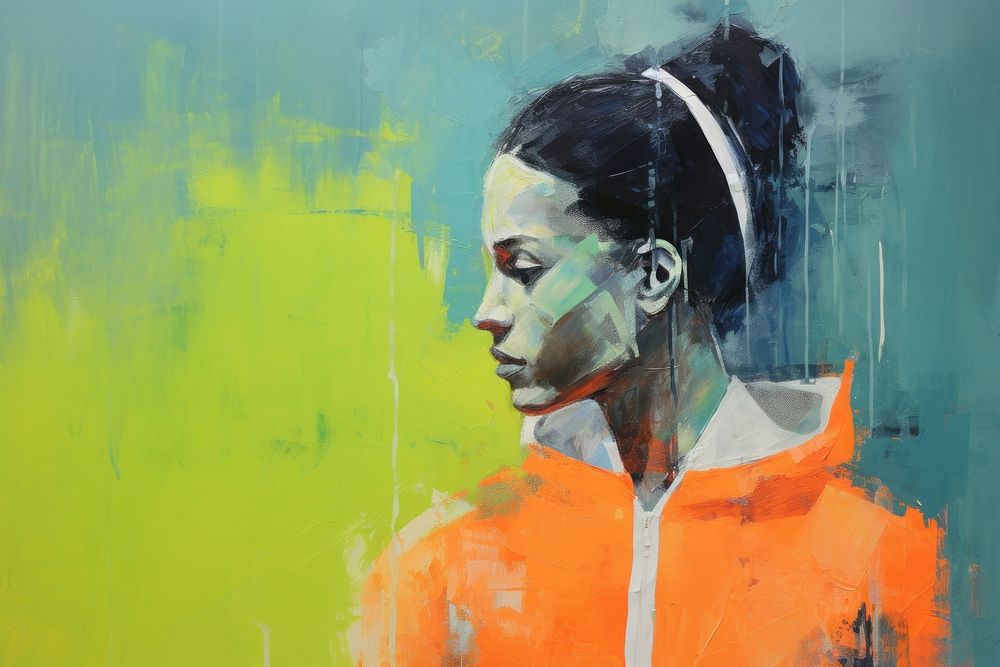 A woman wearing sport outfit painting portrait art. AI generated Image by rawpixel.