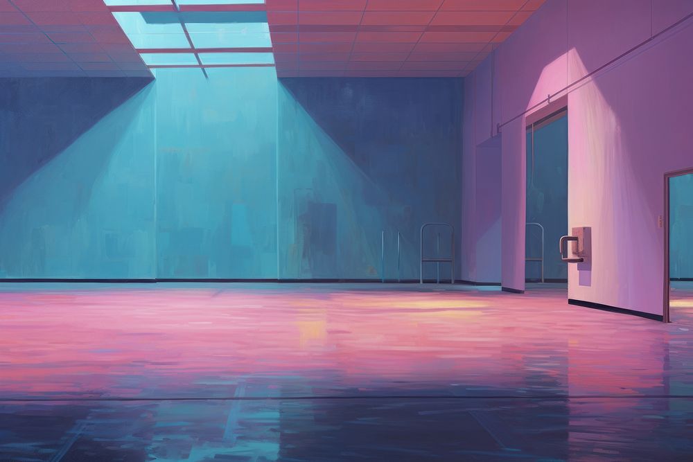 A gym flooring architecture illuminated. AI generated Image by rawpixel.