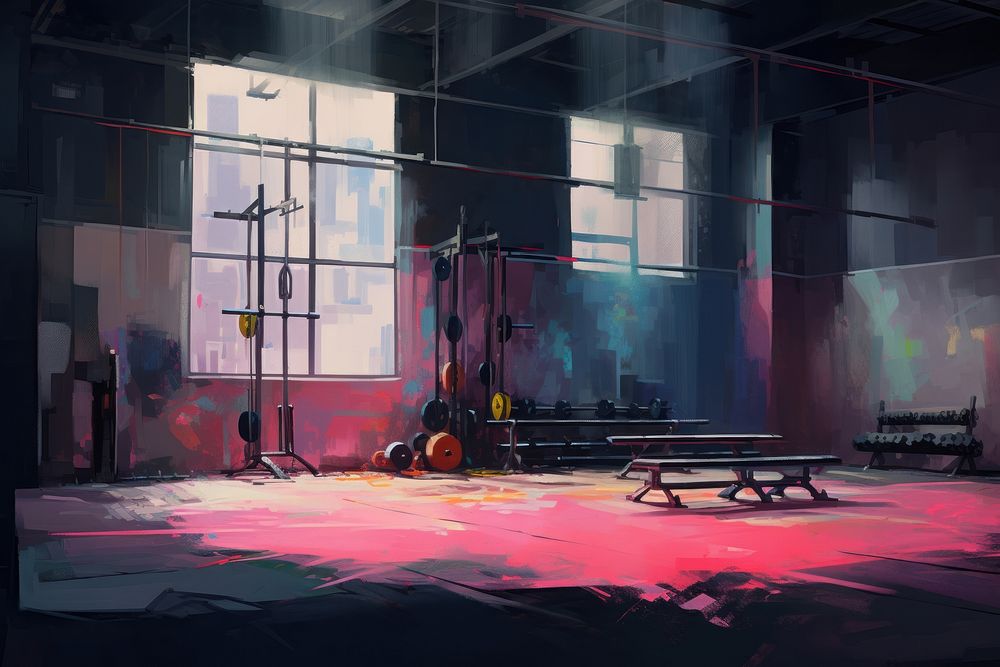 A gym painting sports transportation. AI generated Image by rawpixel.