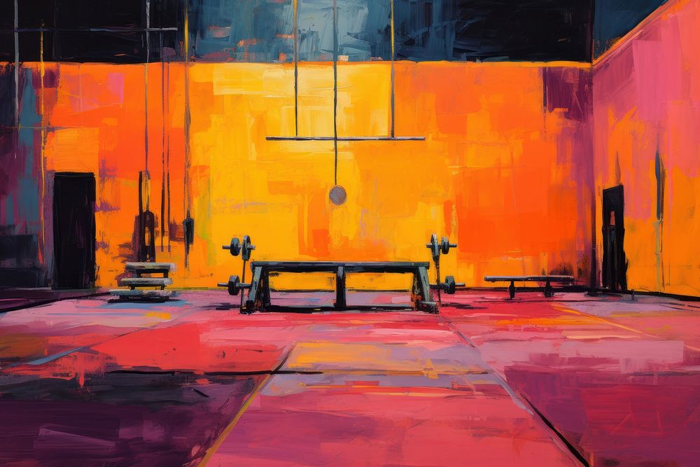 A gym painting architecture art. AI generated Image by rawpixel.
