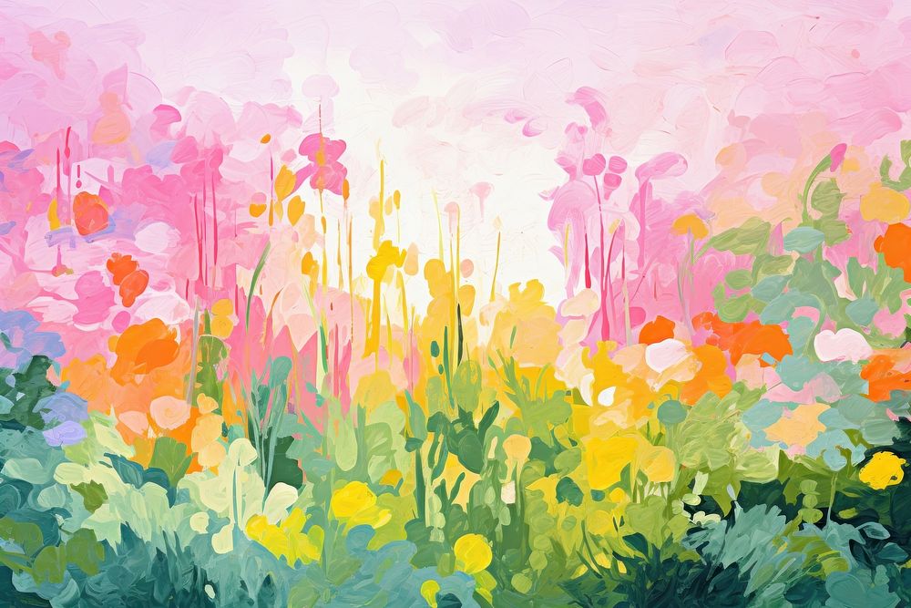 Garden painting backgrounds flower. AI generated Image by rawpixel.